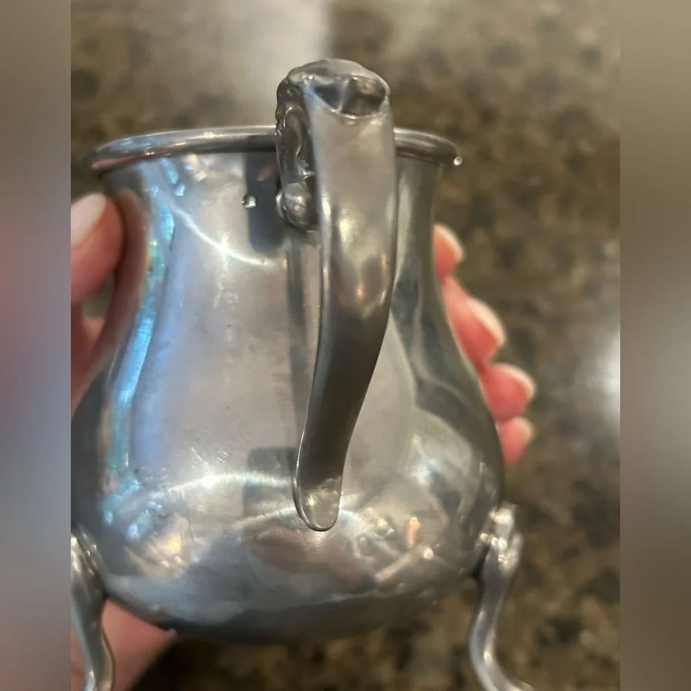 Williamsburg Pewter Hand-wrought Sugar Bowl and Creamer Beautiful Set - Picture 11 of 11